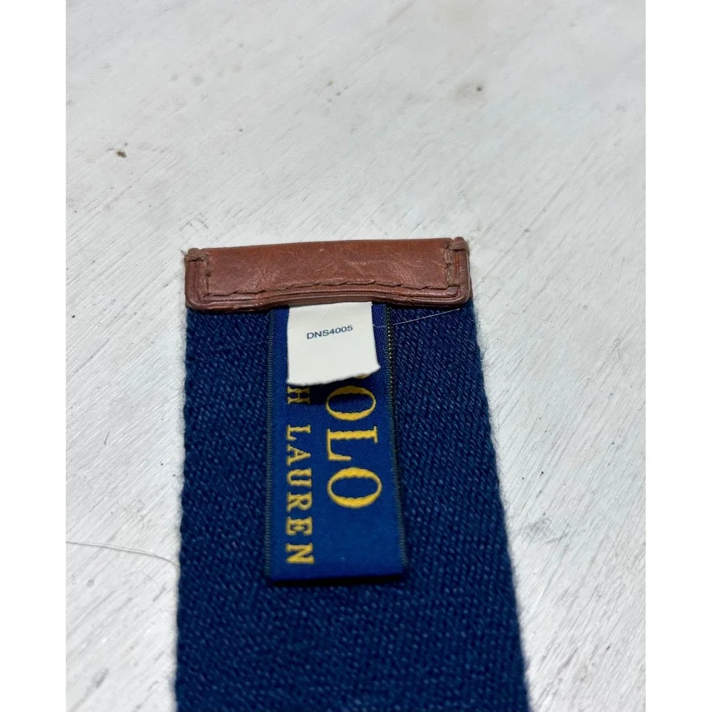 Polo Ralph Lauren Mens Navy Blue Webbing D-Ring Belt Leather Trim DNS4005 Size S